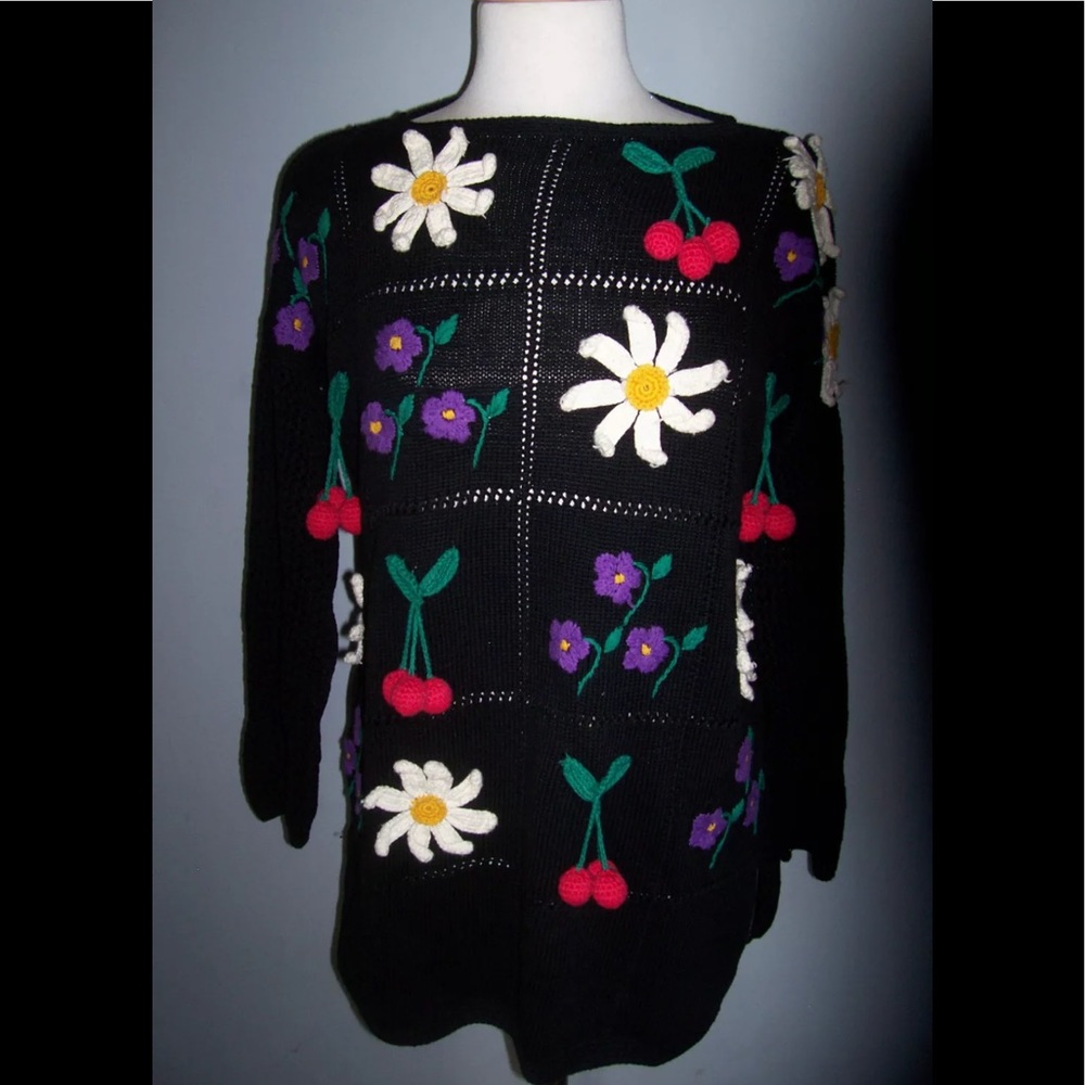 Vintage funky unique cherry sweater Carole little
